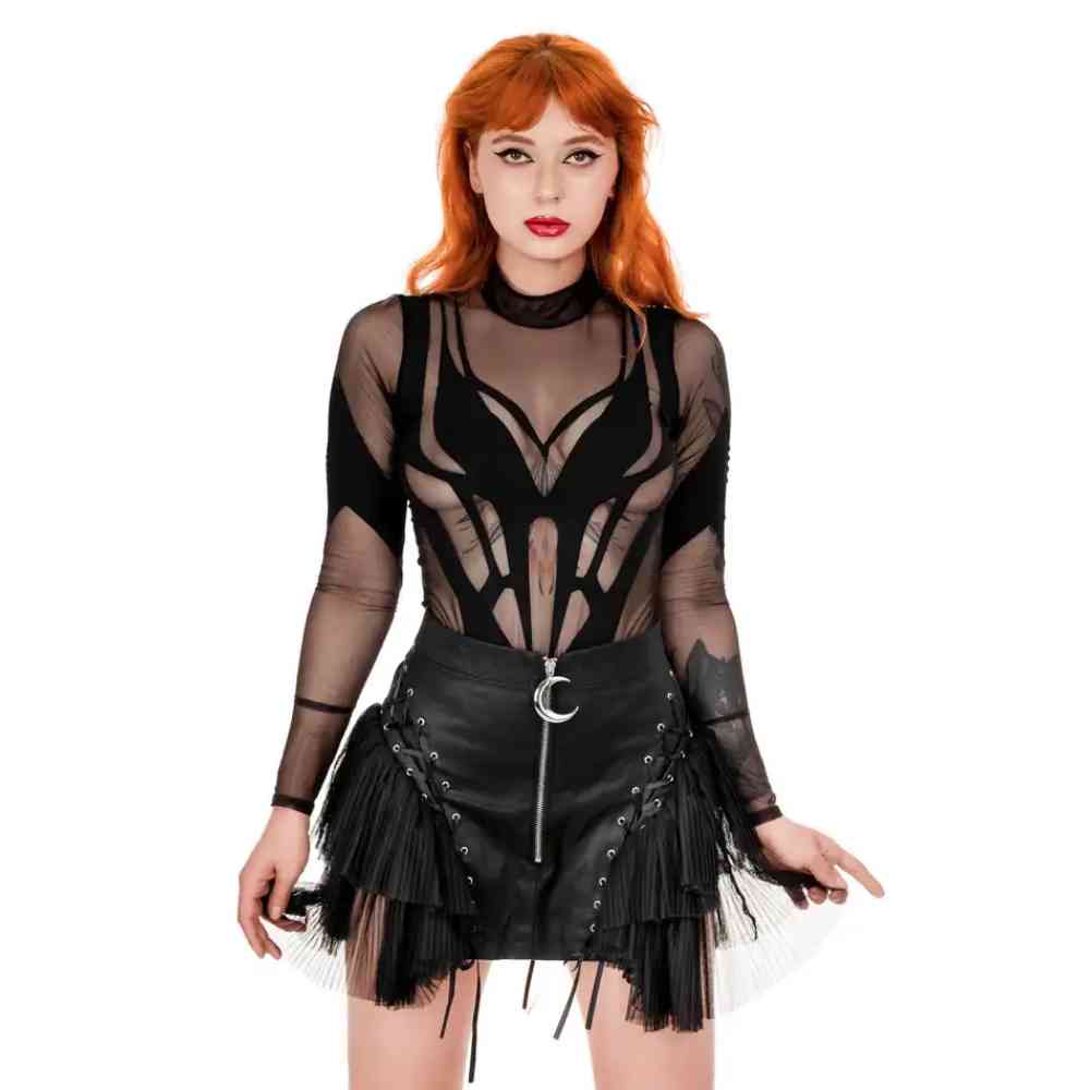 Restyle - Livia Waxed Kurzer rock - Schwarz